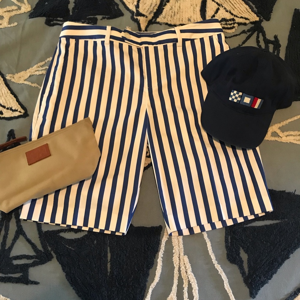 Preppy Striped Polo Golf Shorts